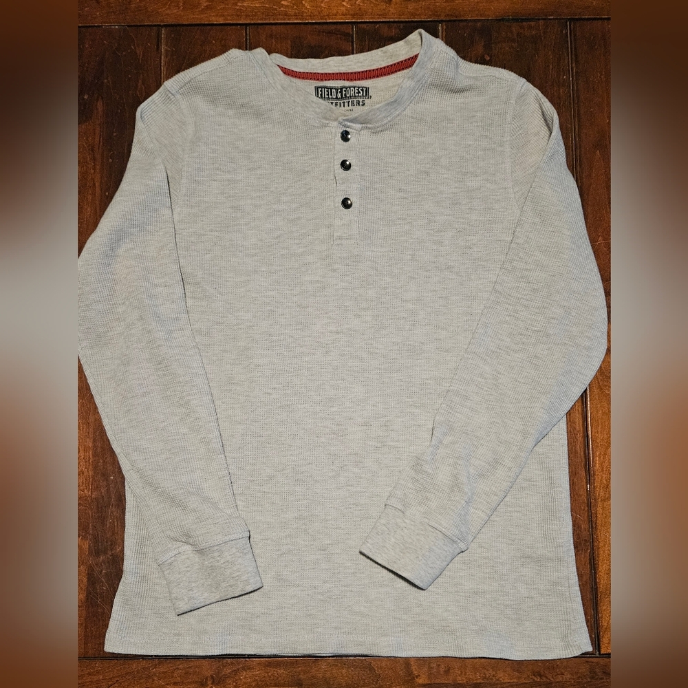Field and Forest Large Waffle Henley Long Sleeve Top